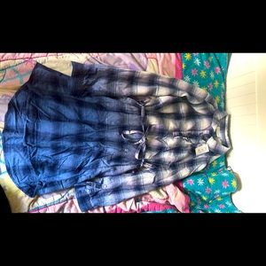 Blue , white and purple plaid dress